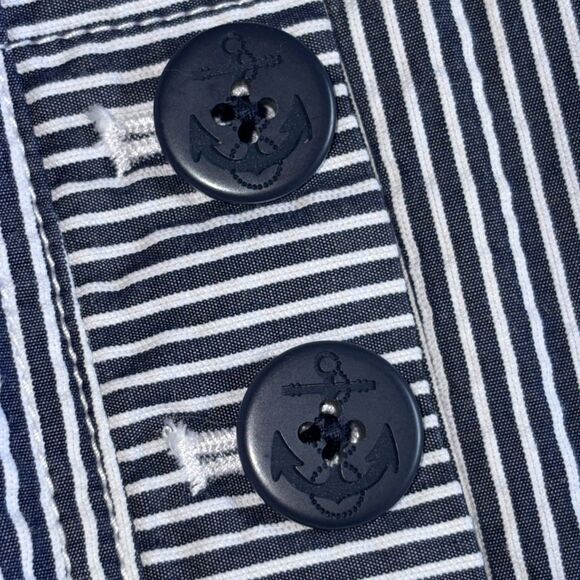 Talbots Women’s Size 10 Striped Nautical Skirt White Navy Blue Seersucker - Picture 6 of 8